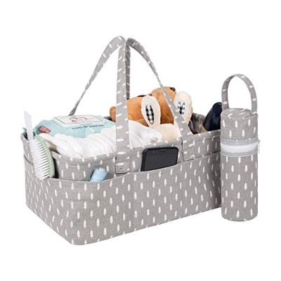 China Portable Large Diaper Organizer Baby Nursery Storage Basket with Zipper Lid and Leather Handle Baby Shower zu verkaufen