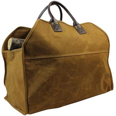 Κίνα Amazon Hot Durable Firewood Holder Heavy Duty Wax Canvas Log Carrier Tote bag προς πώληση