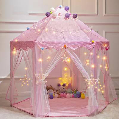 China Hexagonal Kids Castle Hexagonal Play House Pink Portable Folding Princess Play Tent For Kids Protected Bags Soft Toy Children Play Tent for sale