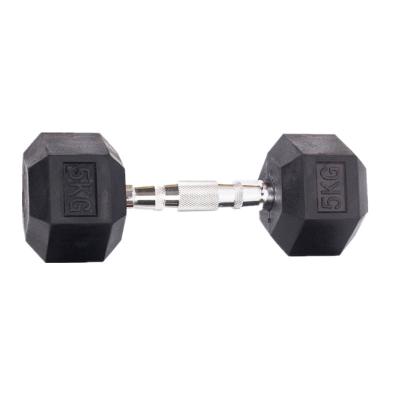 China Wholesale Hexagon Band Professional Fitness Gym Rubber Coated Dumbbell for sale