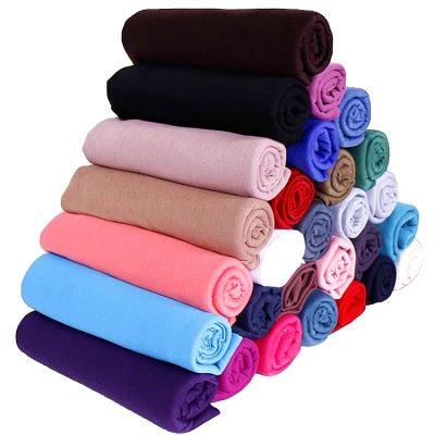 China Women Solid Color Hijab Headband Luxury Muslim Scarf Women Muslim Soft Plain Shawls Wraps Cotton Islamic Hijab Women Scarf for sale