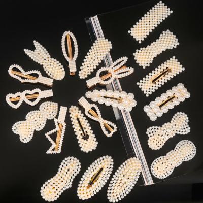 China Newest Eco-friendly Korean Luxury Handmade Square Heart Shape Bobby Pins Hair Accessories Girls Pearl Hair Clips for sale