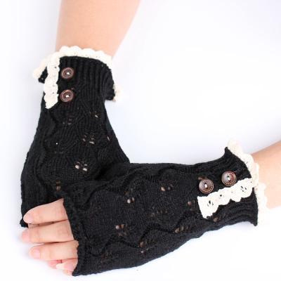 China Knit Warm Womens Wire Twist Knitted Wool Warmers Gloves Fingerless Thumb Hole Gloves Mittens for sale