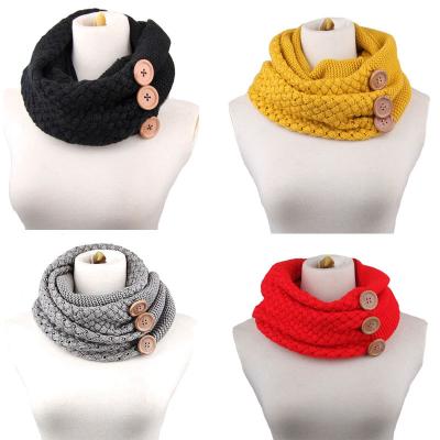 China HOME Europe and America Warm Winter Women Knitted Button Scarf for sale