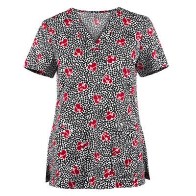 China Wholesale Colored Short Sleeve V Collar Nurse Hospital Printing Uniform Tops Women Medical Uniforms Operating Clothes for sale