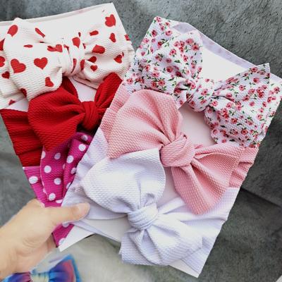 China Hot Selling Eco-friendly Kids Bubble Cloth Print Bowknot Headband Babies 3pcs/set Hair Accessories for sale