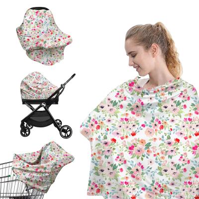 China New Design Sustainable Mommy Privacy Breastfeeding Nursing Infant Wrap Shawl Print Stroller Cover Canopy for sale