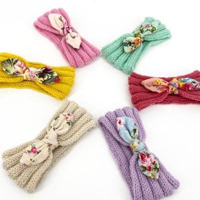 China Baby Hair Accessories Eco-Friendly Kids Bow Hair Band Infant Soft Rabbit Ears Knitted Headband Headbands for sale