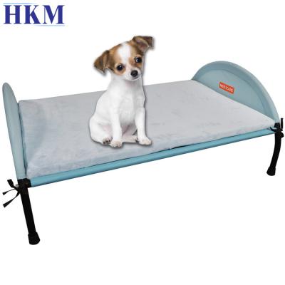 China High Sustainable Fashion Cheap Expanded Steel Tube Customize Portable Outdoor Camping Elevated Dog Bed Blue for sale