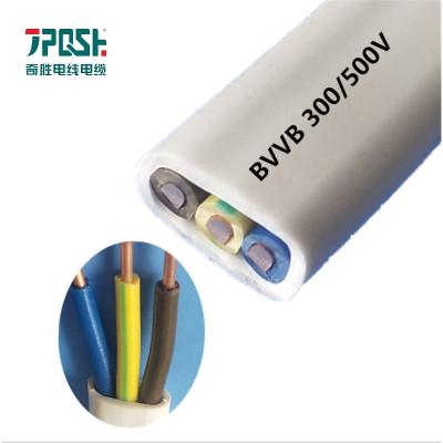 China 2 Core 3 Core PVC Insulation Jacket Indoor Solid Copper Electrical Cable Flat Wire Gray White Color for sale