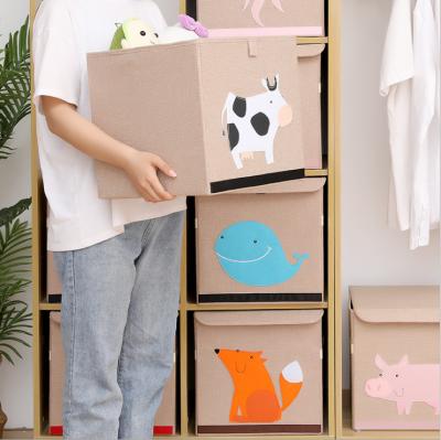 China Viable Cartoon Children's Toy Storage Cotton and Canvas Cloth Art Storage Box Clothing Toy Storage Box Large for sale