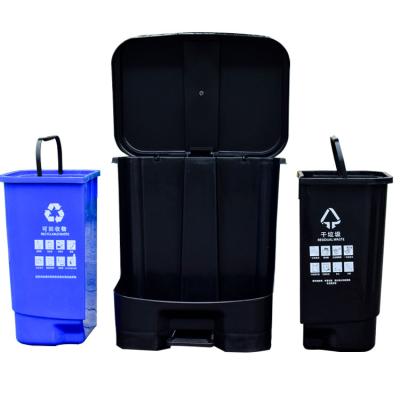 China Viable Hot Selling Plastic Double Bin 20L 40L 60L Matching Waste Bin Household Trash Recycle Bin For Public Street Hotels Left Hand for sale