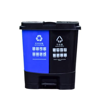 China Viable Hot Selling Plastic Double Bin 20L 40L 60L Matching Waste Bin Household Trash Recycle Bin For Public Street Hotels Left Hand for sale