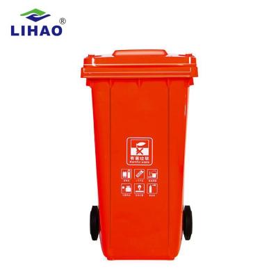 China Competitive Price Sustainable Mobile 2 Wheeled 80L Public Outdoor Community Trash Can With Wheels for sale