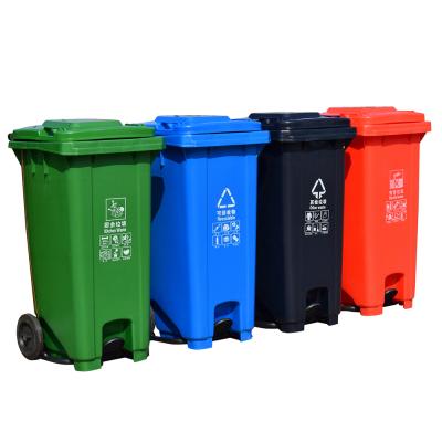 China 120l High Quality Plastic Viable With Two Wheel Foot Pedal Storage Bucket Trash Can Waste Bin for sale