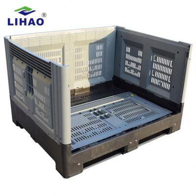 China Mesh Fctory Sale 1200*1000*860mm Heavy Duty Plastic Folding Warehouse Logistics Transport Crate for sale