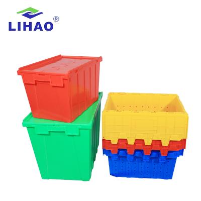 China 600*400*350mm plastic boxed slant storage stackable stackable turnover crate logistics warehouse use medical transportation for sale