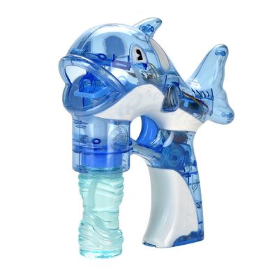 China PS Made In China High Quality Plastic Transparent Round Bubble Machine Big Dolphin Electric Bubble Gun for sale