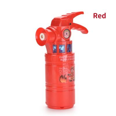 China 360 Rotation Bubble Machine Training Plastic Fire Extinguisher Shaped Blow Bubble Electric Toy With Sound Effect for sale