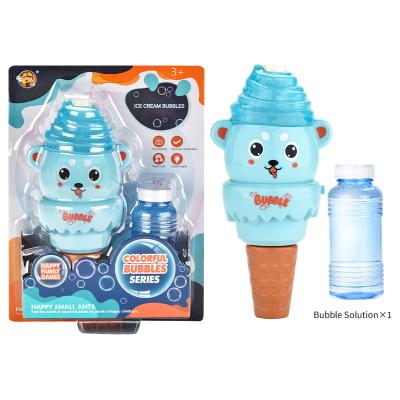 China Wholesale Automatic Electric Bubble Maker Cute Carton Shaped Electric Ice Cream Bubble Machine With Light And Sounds Bubble Stick for sale