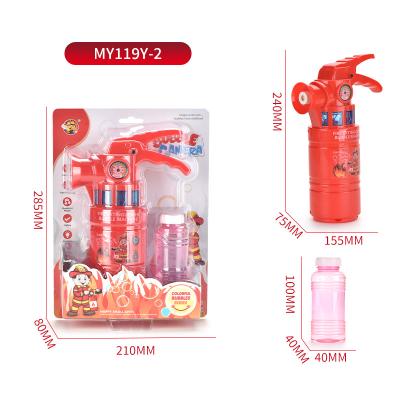 China 2021Wholesale Cute Shaped ABS Fire Extinguisher Bubble Machine Gatling Bubble Gun With Light And Sounds for sale