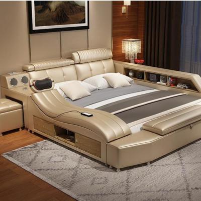 China Various Colors and Intelligent Designs OEM ODM Bedroom Full Set VIP Double Lift Bed with Side Cabinet and Bed End Storage for sale