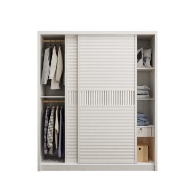 China (Other) Nordic Modern Multifunctional Adjustable Wardrobe Storage Sliding Door White Wardrobe for sale