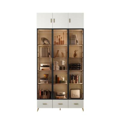 China (Other) 3 Door Adjustable Ready Running Bookcase Upper Cabinet With Gold Doors And Door Handle for sale