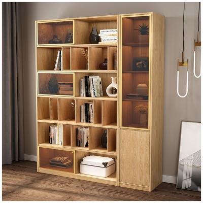 China Simplicity Modern Wooden Adjustable Bookcase 2.4M Length Nordic Solid Modular Living Room Bookcase (The Other) for sale