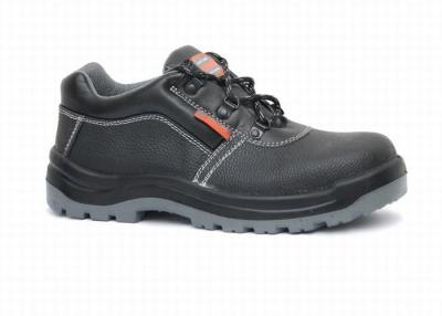 China Anti Impact Black Leather Slip Resistant Work Shoes Inner Material Breathable Mesh for sale