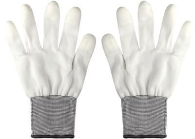 China Anti Static Carbon Fiber Work Gloves , Breathable Finger Dipping PU Coated Gloves for sale