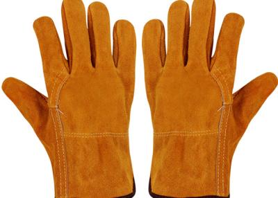 China Fireproof Protective Work Gloves / Welding Safety Gloves Brown Color Absorb Sweat for sale