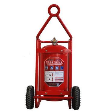 China Wheeled Fire Extinguisher Trolley Dry Powder Protective Equipment Red Color for sale