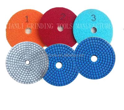 China Marble / Granite Step Wet Polishing Pads / New White Stone 3 Step Polishing Pads 3 Pattern Resin For Marble And Engineered Stone for sale