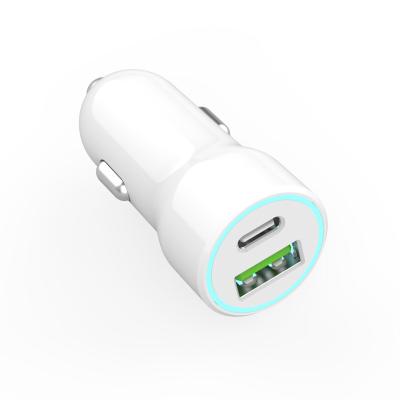 China Convenient 20With An A+C Car Charger With Indicator Portable Cell Phone Car Charger for sale