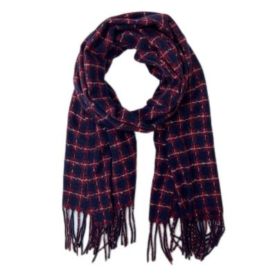 China Custom logo 200*70cm polyester logo 200*70cm winter shawls pashmina polyester cashmere scarf with tassel plaid scarf for sale