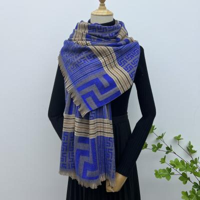 China Ladies Luxury Winter Women's Scarf Cashmere Double-Sided Shawl Designer Polyester Brand Thick Warm Scarf for sale