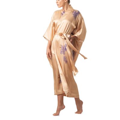 China OEM Long Silk Kimono Logo Print Pajama Femme Breathable Pajama Robe Kimono for sale