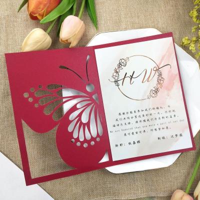 China Luxury Europe Butterfly Cards for Wedding Christmas Day, Laser Cutting Cards, Navy Blue Cards for sale