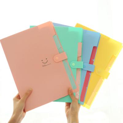 China A4 File Folder , Accordion Multi Functional PP 5 Pockets Insert PP Multilayer Plastic Folders for sale