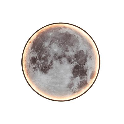 China Wholesale Modern Round Led Moon Wall Lamp For Hotel Bedroom Living Room Background for sale