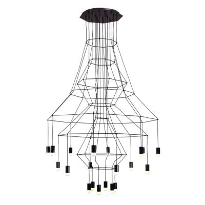 China Modern Design Black Modern Pendant Light Nordic Chandelier Home Decorative Droplight For Staircase Duplex Dining Hanging Lighting for sale