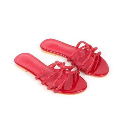 China PU BOBNINI Open Flat Heel Designer Round Toe Fashion Cross Strap Women Lady Summer Slipper SHOES for sale