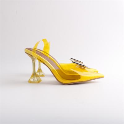 China Fashion Trend Bow-knot Ladies Heeled Mules Transparent Top With Clear Heels Plus Size High Heel Sandals for sale