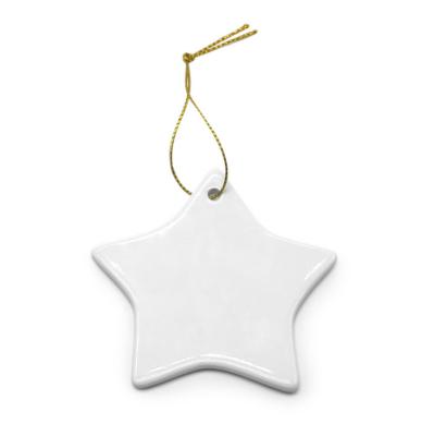 China White Ceramic Porcelain Decoration Star Snowflake Shape Sublimation Christmas Pendant Ornament For Gifts Customized for sale