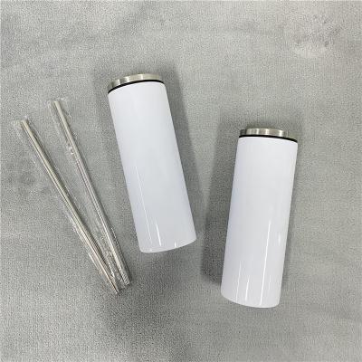 China Sustainable Blank 20oz Sublimation White DIY Metal Straw Drink Vacuum Insulated 20oz Skinny Drink Tumbler for sale