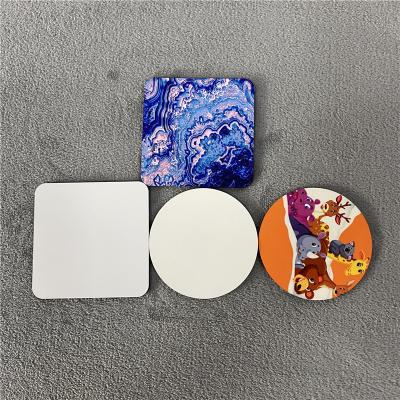 China Viable DIY Crafts Glossy Finish Cork Back MDF Hardboard Coaster SINGLE-SIDED White Wood Sublimation Blank for sale