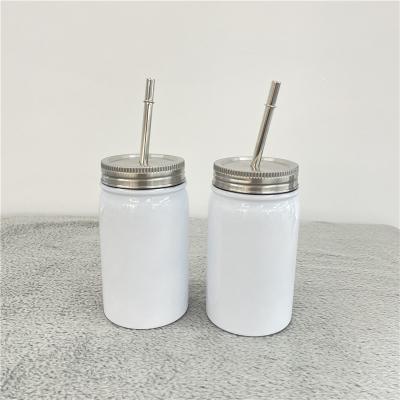 China 17oz 500ml Viable White Sublimation Blanks Double Wall Stainless Steel Vacuum Insulated Stainless Steel Mason Jar for sale