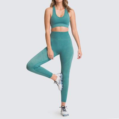 China Breathable Workout Set Seamless Yoga Gym Activewear Women Fitness Clothing Women Gaiters Leggings Sports Workout Active Yoga Set for sale