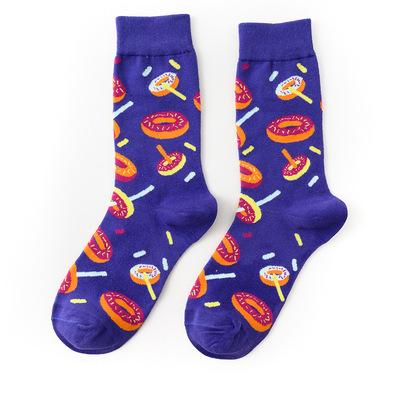 China Antibacterial Colored Series Fashionable High Fashion Food Socks Cotton Leisure Colorful Socks for sale